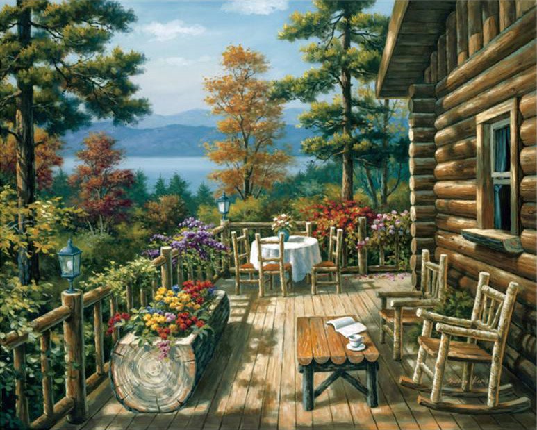 Sung Kim Log Cabin Porch